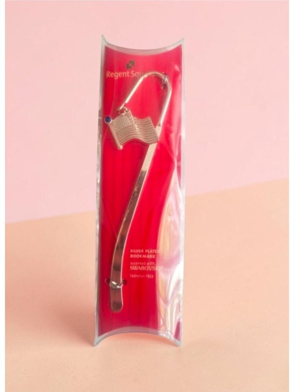 Silver Plated Bookmark With Swarovski Crystal Accent & American Flag Design